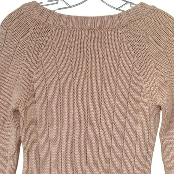 Vintage Old Navy Cable Knit Sweater 100% Cotton 3/4 Sleeves Size Medium Tan - Picture 12 of 15